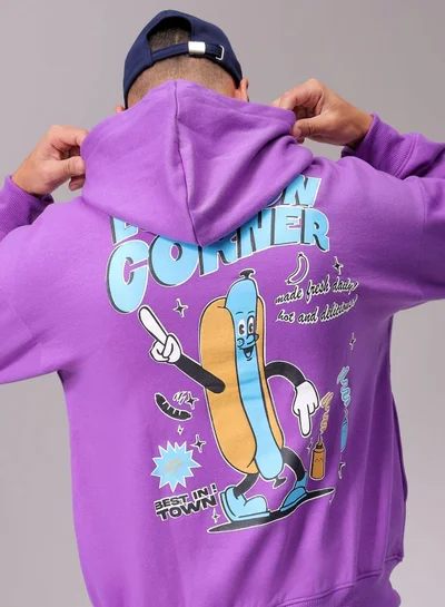 The Indian Garage Co Men Relaxed Fit Placement Print Overhead Hooded Sweatshirt