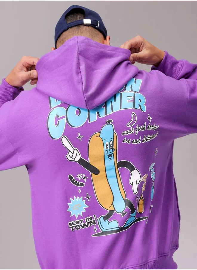 شركة المرآب الهندية Men Relaxed Fit Placement Print Overhead Hooded Sweatshirt