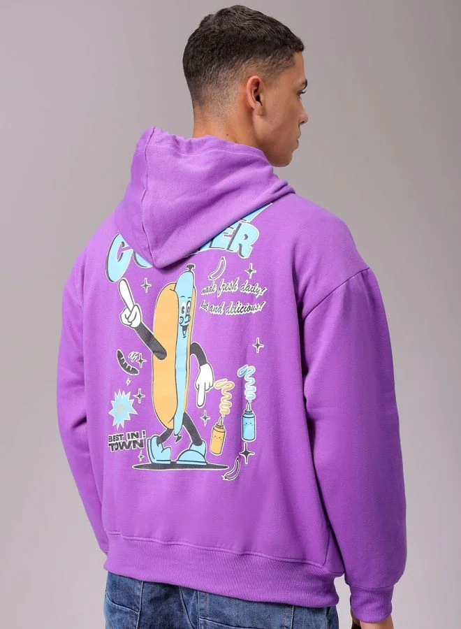 شركة المرآب الهندية Men Relaxed Fit Placement Print Overhead Hooded Sweatshirt