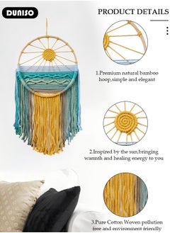 DUNISO Macrame Wall Hanging, Hand Woven Boho Tapestry, Sun Wall Decor Dream Catcher, Woven Hanging Tapestry with Tassels for Bedroom Living Room Apartment Wedding Party  - Image 2