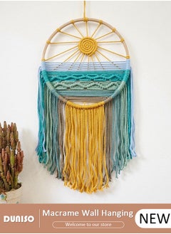 DUNISO Macrame Wall Hanging, Hand Woven Boho Tapestry, Sun Wall Decor Dream Catcher, Woven Hanging Tapestry with Tassels for Bedroom Living Room Apartment Wedding Party  - Image 1