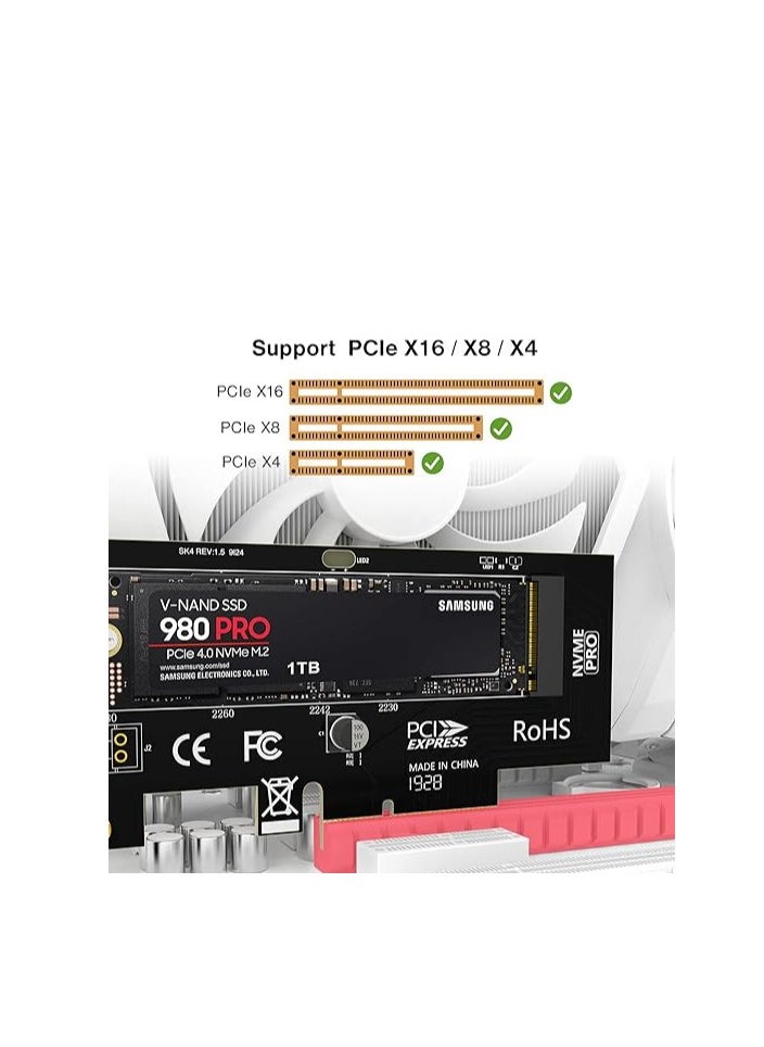 بطاقة محول JEYI M.2 NVME SSD إلى PCIE X1، بطاقة توسعة 2280 SSD PCIe 3.0 4.0 لأجهزة الكمبيوتر المكتبية، PCI-E GEN4 16Gbps Full Speed ​​SK1