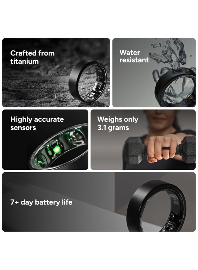 Gabit Smart Ring | Health & Fitness Tracker | Stress & Sleep Monitoring | Buy Ring Sizing Kit First | 15+ Workout Modes | Track Steps, HRV, HR, SPO2 | Smart Ring for Men & Women | Graphite Black 6 - Image 3