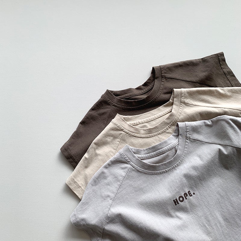 Korean Style Short-Sleeved T-Shirt Boys And Girls Baby Korean Style Japanese Style Simple All-Match Top Clothes Retro - Image 5