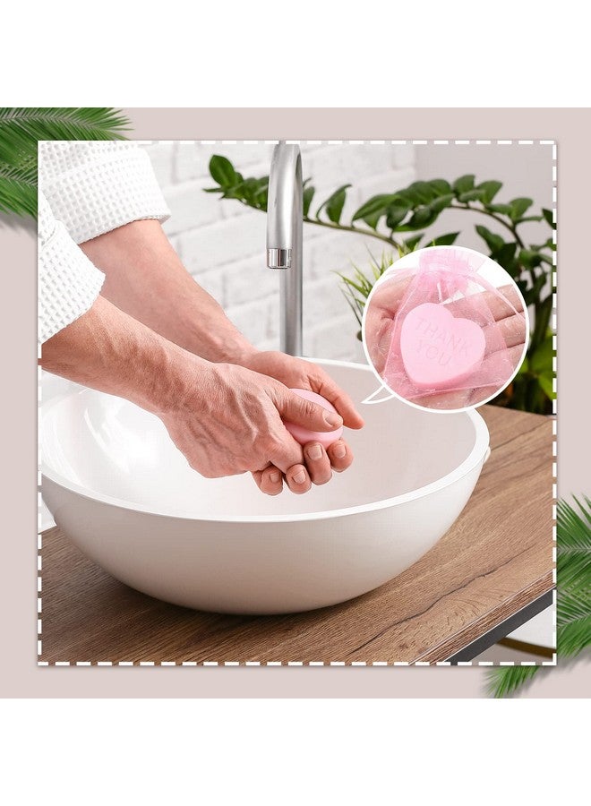 Demissle 60 Sets Scented Heart Soap Favors for Guests Baby Shower Favors Soaps Thank You Soap Christmas Gifts with Thank You Tags Organza Bag Heart Soap Wedding Party Bridal (Pink) - Image 5