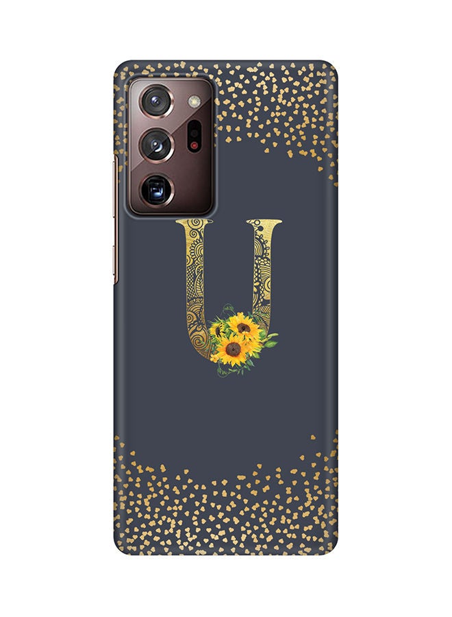 Stylizedd Monogram Slim Cover for Samsung Galaxy Note 20 Ultra Case Custom Initials Letter Floral Pattern Snap Series Mobile Cover Matte Alphabet  - U (Grey) - Image 1