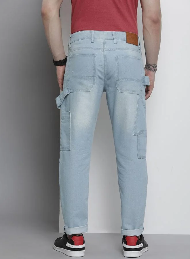 The Indian Garage Co Blue The Indian Garage Co Men Regular Fit Jeans with Graphic Print for Men | Best Price UAE