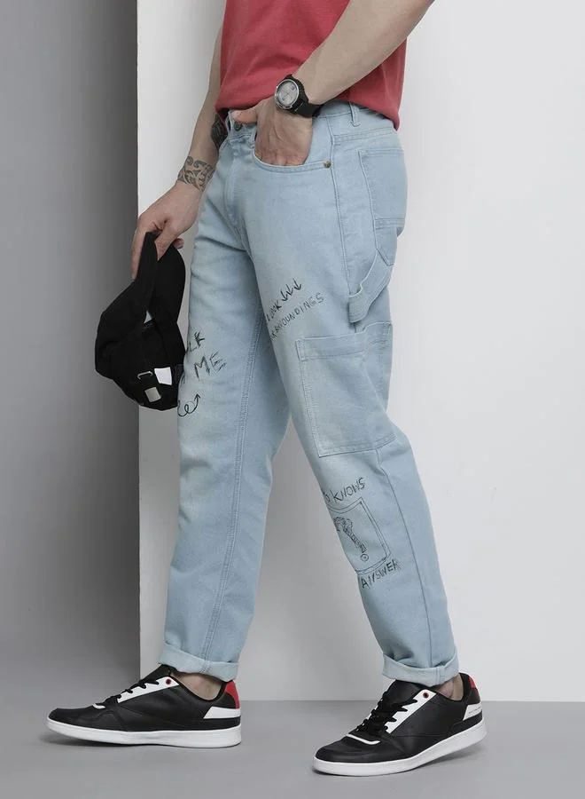 The Indian Garage Co Men Regular Fit Jeans with Graphic Print