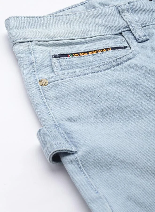 The Indian Garage Co Blue The Indian Garage Co Men Regular Fit Jeans with Graphic Print for Men | Best Price UAE