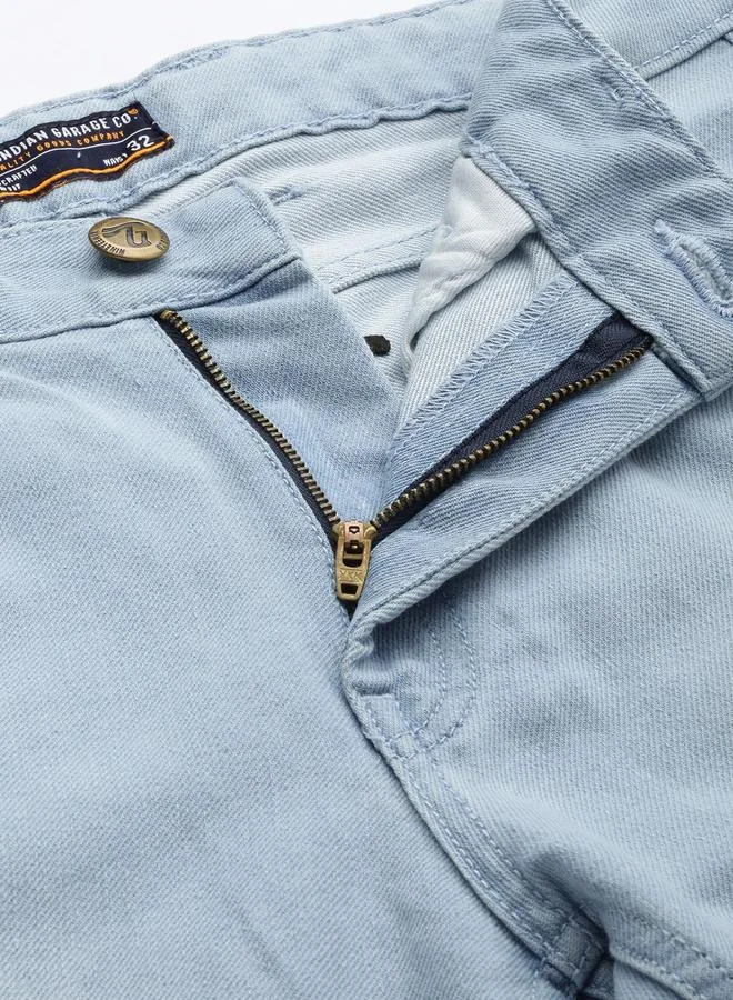 The Indian Garage Co Blue The Indian Garage Co Men Regular Fit Jeans with Graphic Print for Men | Best Price UAE