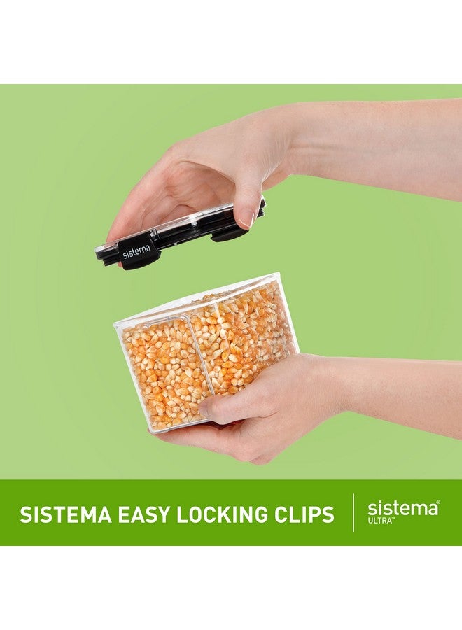 sistema Sistema Ultra Tritan Airtight Pantry & Kitchen Storage Containers 3 Square Plastic Food Containers with Lids (1x 1.3L + 2x 700ml) Stackable with Locking Clips BPA-Free [82008] - Image 2