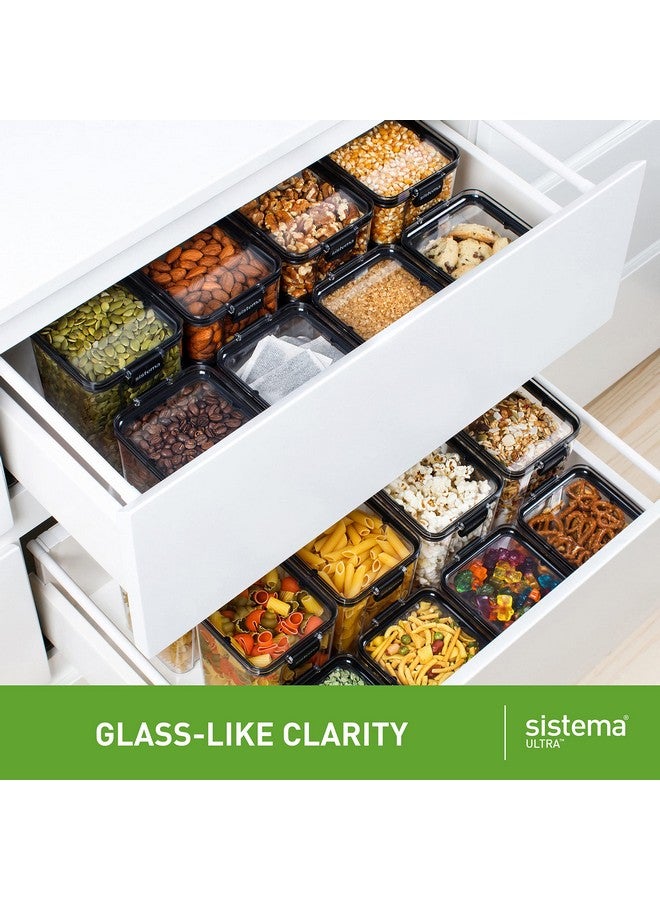 sistema Sistema Ultra Tritan Airtight Pantry & Kitchen Storage Containers 3 Square Plastic Food Containers with Lids (1x 1.3L + 2x 700ml) Stackable with Locking Clips BPA-Free [82008] - Image 5