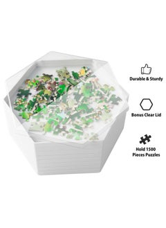 Becko US Becko US Stackable Puzzle Sorting Trays Jigsaw Puzzle Sorters with Lid Puzzle Accessory for Puzzles Up to 1500 Pieces, 8 Hexagonal Trays (White)  - Image 4