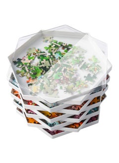 Becko US Becko US Stackable Puzzle Sorting Trays Jigsaw Puzzle Sorters with Lid Puzzle Accessory for Puzzles Up to 1500 Pieces, 8 Hexagonal Trays (White)  - Image 1