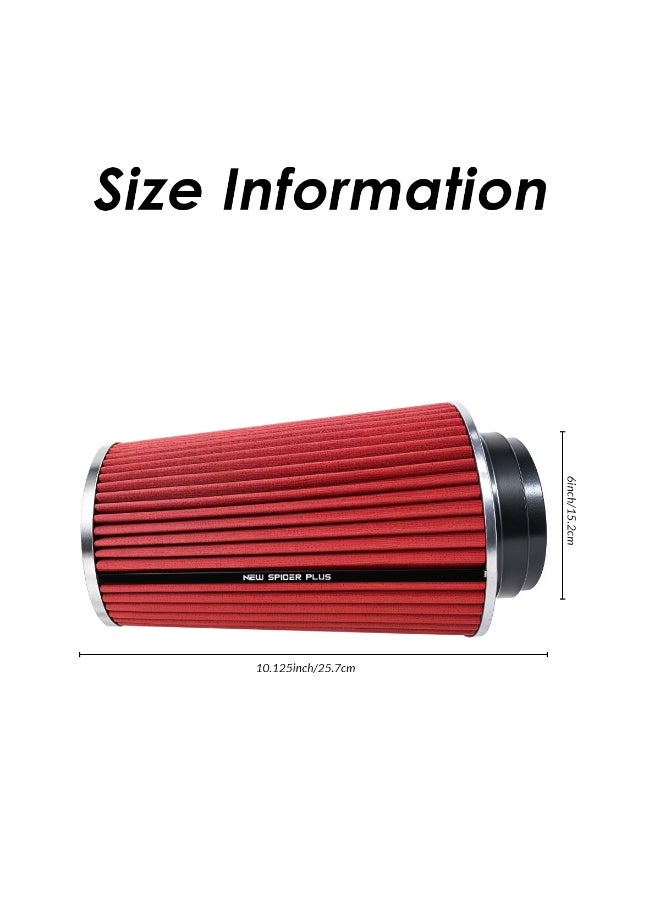SPIDER High Performance Cone Air Filter, Washable & Reusable Intake Filter with Clamp, Universal Fit 3” 3.5” 4” Inlet, Improves Airflow & Engine Performance - 9732 - Image 3