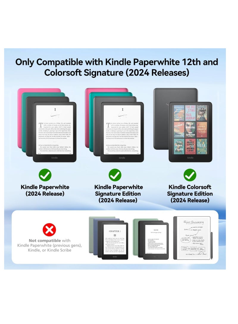 Slimshell Case Cover with Hand Strap Belt for 7" All-New Kindle Paperwhite 12th 2024 or Kindle Paperwhite Signature Edition 2024, Smart Shell with Auto Sleep/Wake (Pink)  - Image 3