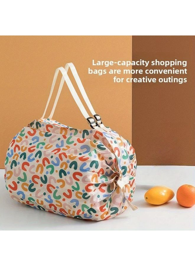 Foldable Shopping Bag Large Capacity Portable Grocery Bag Coffee Camo Shoulder Bag - Image 1