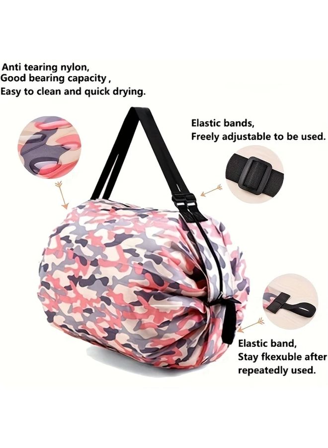 Foldable Shopping Bag Large Capacity Portable Grocery Bag Coffee Camo Shoulder Bag - Image 2