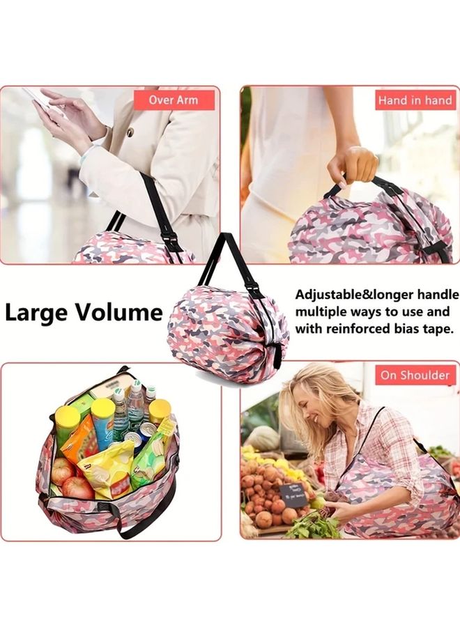 Foldable Shopping Bag Large Capacity Portable Grocery Bag Coffee Camo Shoulder Bag - Image 5