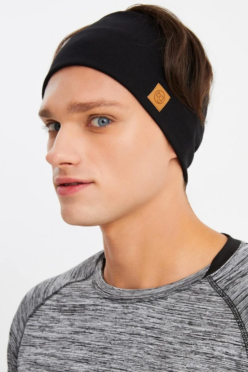 Butikgiz Black Men's Cotton Thermal, Non-Slip, Sweatproof, Ultra Light, Sports Hair Band Bandana Buff