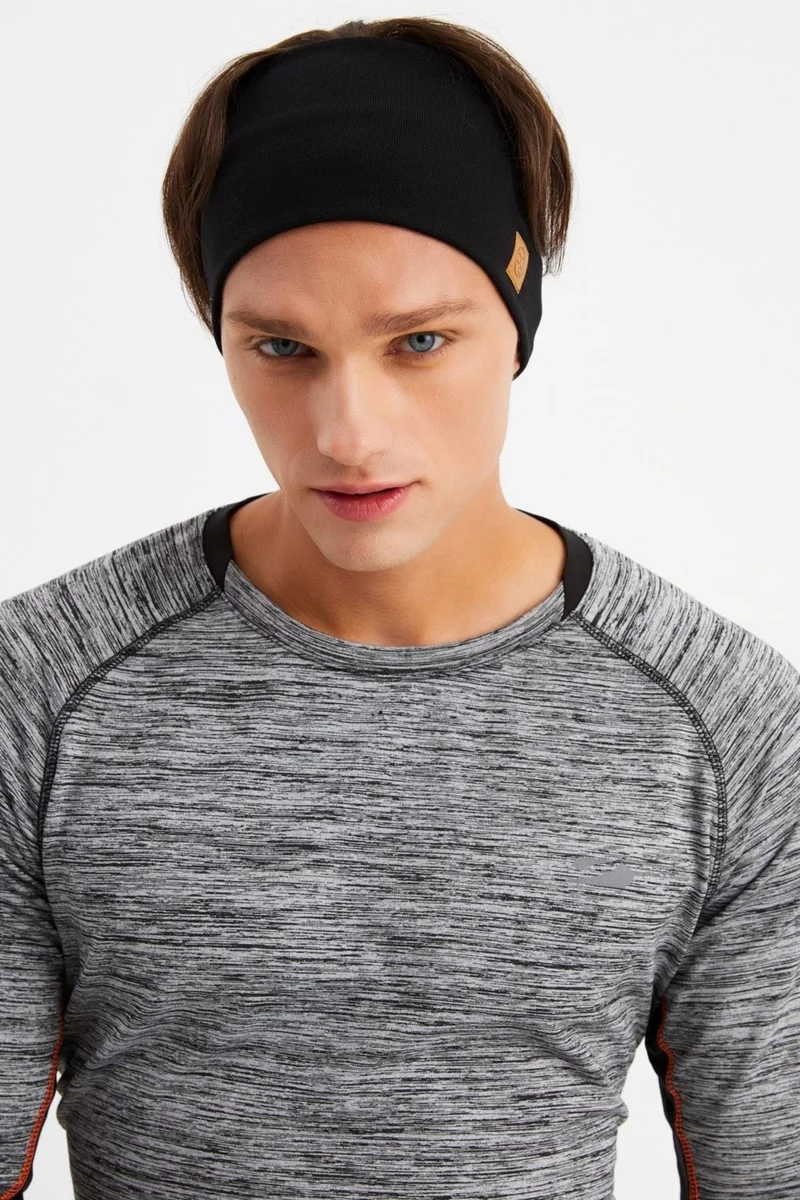 Butikgiz Black Men's Cotton Thermal, Non-Slip, Sweatproof, Ultra Light, Sports Hair Band Bandana Buff