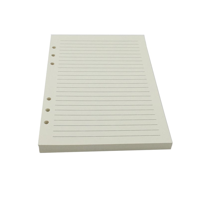 Chris.W 80 Sheets A5 Size Lined 6-Holes Traveler's Notebook Planner Filler Papers/Journal Dairy Inserts Refills/Loose-leaf Binder Paper, Beige Color(Ruled)