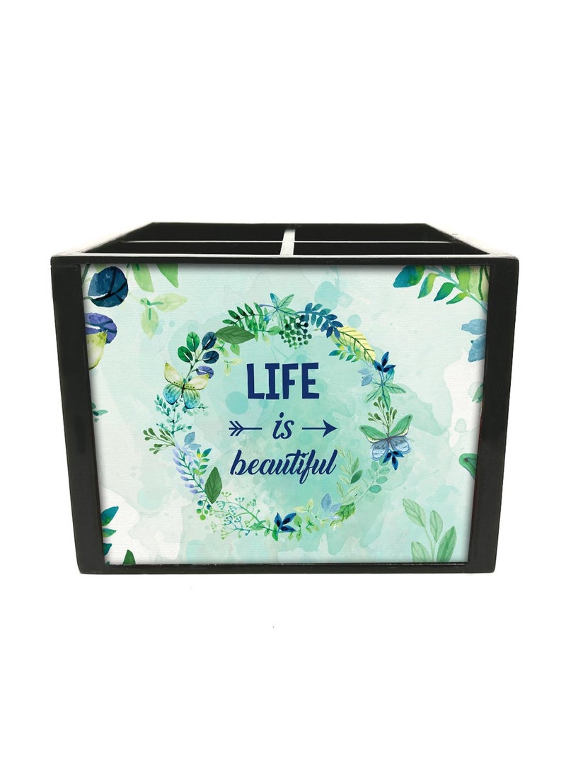 Nutcase Nutcase Designer Cutlery Stand Holder Silverware CaddySpoons Forks Knives Organizer for Dining Table kitchen W575 x H 425 x L55SPOONS NOT INCLUDED Life Is A Beautiful Floral  - Image 2