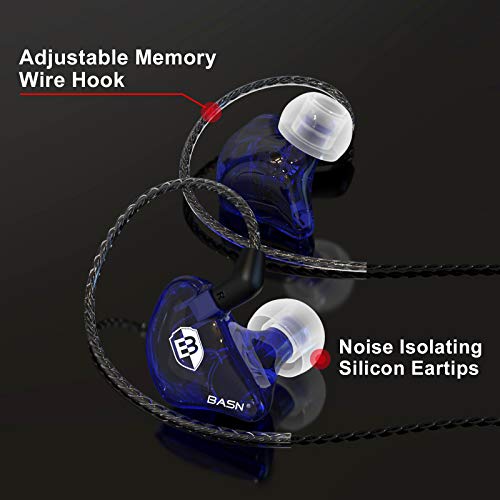 BASN Bsinger PRO in-Ear Monitors Hybrid Dynamic Dual Drivers Two Detachable MMCX Cables Musicians in-Ear Earbuds Headphones (Blue) - Image 2