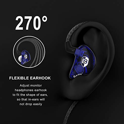 BASN Bsinger PRO in-Ear Monitors Hybrid Dynamic Dual Drivers Two Detachable MMCX Cables Musicians in-Ear Earbuds Headphones (Blue) - Image 3