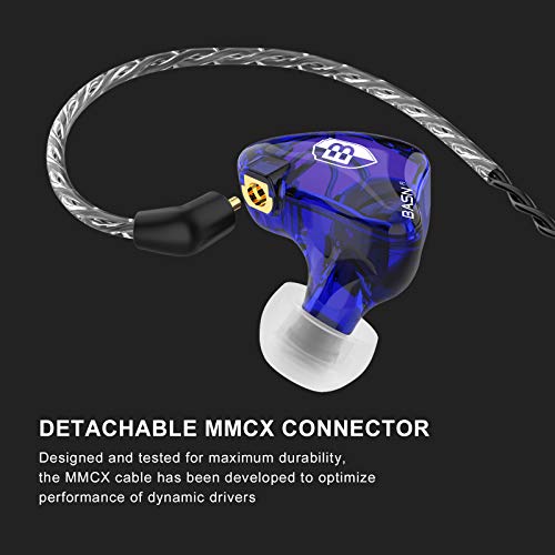 BASN Bsinger PRO in-Ear Monitors Hybrid Dynamic Dual Drivers Two Detachable MMCX Cables Musicians in-Ear Earbuds Headphones (Blue) - Image 5