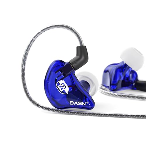 BASN Bsinger PRO in-Ear Monitors Hybrid Dynamic Dual Drivers Two Detachable MMCX Cables Musicians in-Ear Earbuds Headphones (Blue) - Image 1