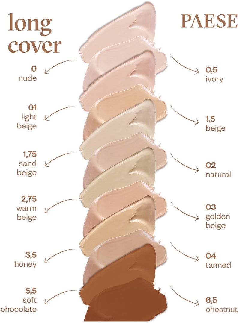 Paese Long Cover Fluid Liquid Foundation, Full Coverage Long Wear Foundation, Vitamin Enriched Hydrating Formula for Sensitive & Dry Skin, Professional Makeup Finish, 02 Natural, 30ml - Image 3