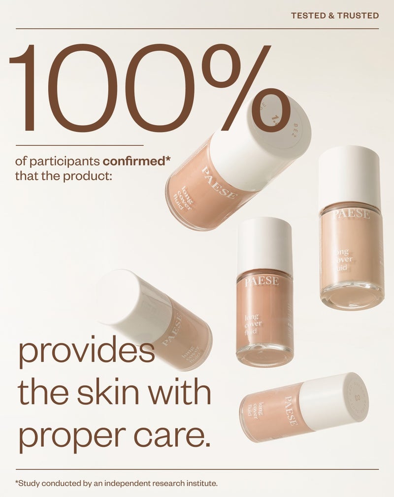 Paese Long Cover Fluid Liquid Foundation, Full Coverage Long Wear Foundation, Vitamin Enriched Hydrating Formula for Sensitive & Dry Skin, Professional Makeup Finish, 02 Natural, 30ml - Image 5