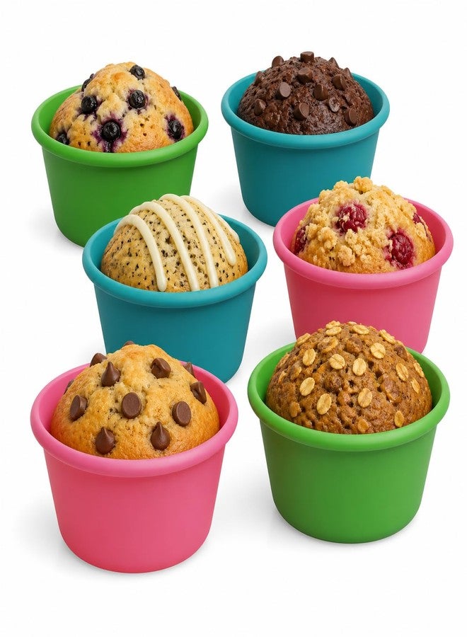 Bakerpan Silicone Jumbo Muffin Cups For Baking, Smooth Large Air Fryer Muffin Cups, 3 1/2 Inch Muffin Baking Cups, Jumbo Cupcake Liners - Set of 6 - Image 1