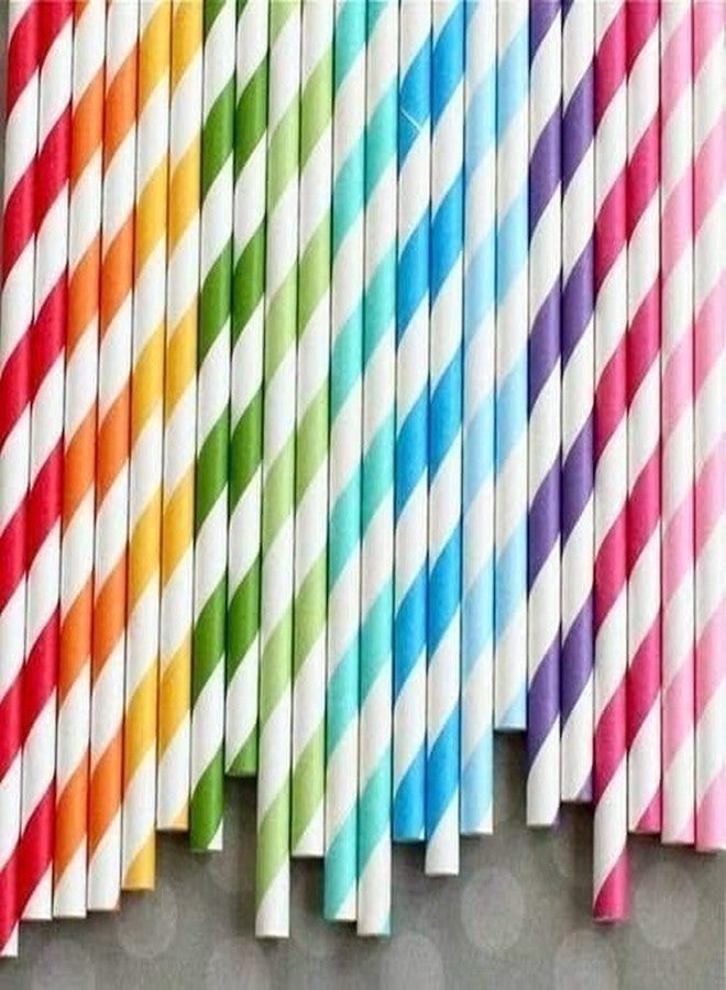 SANWALSA [8 mm, Pack of 50, Multicolor] Biodegradable Disposable Multicolor Paper Straws | Eco-Friendly Rainbow Drinking Paper Straws | Cold Drinks Juice Cocktails Soda (Non-Bendable) - Image 1