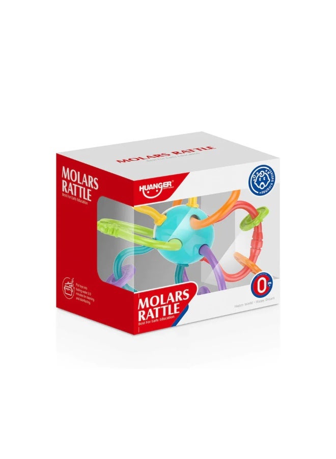 لعبة خشخيشة وعضاضة للأطفال الرضع، تصميم سهل الإمساك، خالية من مادة BPA، لثة تسنين ناعمة، خشخيشة متعددة الملمس والألوان للمواليد الجدد - Image 3