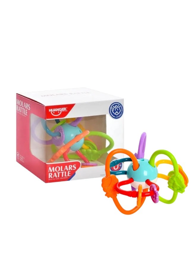 لعبة خشخيشة وعضاضة للأطفال الرضع، تصميم سهل الإمساك، خالية من مادة BPA، لثة تسنين ناعمة، خشخيشة متعددة الملمس والألوان للمواليد الجدد - Image 1