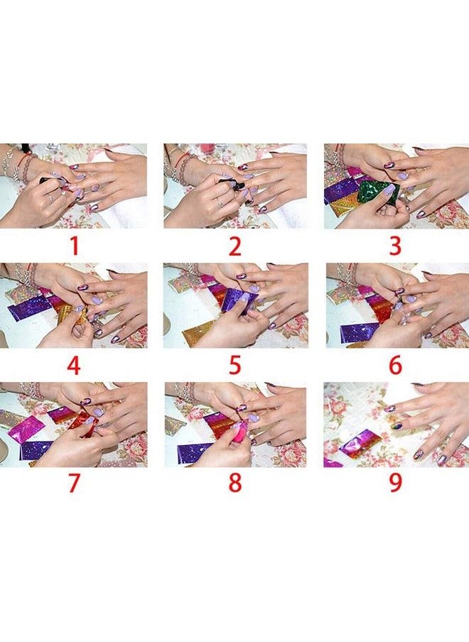 S.A.V.I 10 Rolls Nail Foil Transfer Sticker Diy Holographic Nail Decoration 10 Designs Laser Nail Foil Wraps Decal For Fingernails Women 4X100Cm Each Roll (1 Multicolor Marbles Pattern)  - Image 4