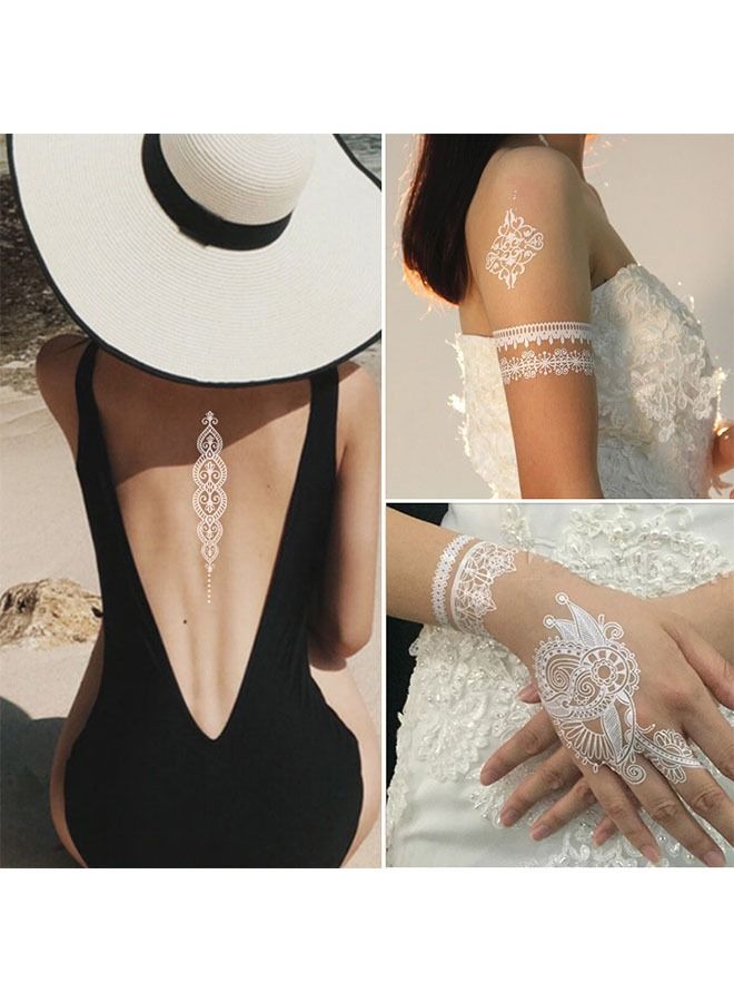 White Waterproof Temporary Tattoo Art Sticker - Image 4