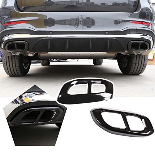 YUECHI Stainless Steel For Mercedes Benz GLE 350 GLE 450 GLC GLS W167 X253 X167 2020 Car Exterior Muffler Exhaust Pipe Tail Cover Trim Accessories (Glossy black) - Image 2