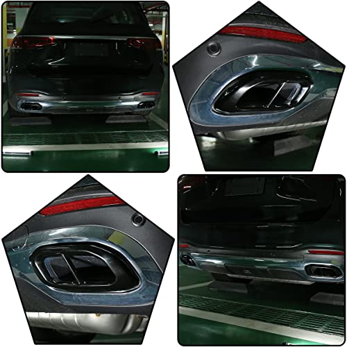 YUECHI Stainless Steel For Mercedes Benz GLE 350 GLE 450 GLC GLS W167 X253 X167 2020 Car Exterior Muffler Exhaust Pipe Tail Cover Trim Accessories (Glossy black) - Image 3