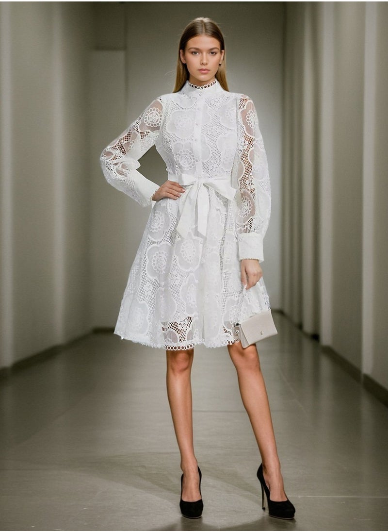 Madam Uniq Lace Belted Dress  - Image 1