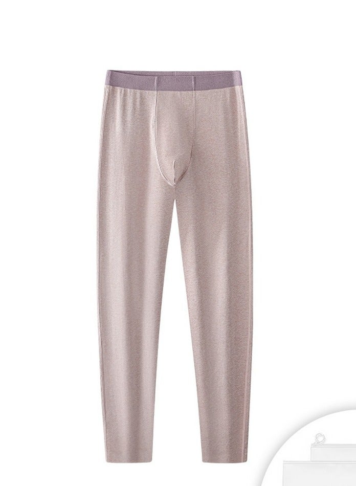 Loquat Men's Cotton Tights Leggings Underwear Pants Long Johns Bottoms Wintergear Cotton Warm Base Layer Bottoms Pale Brown 
