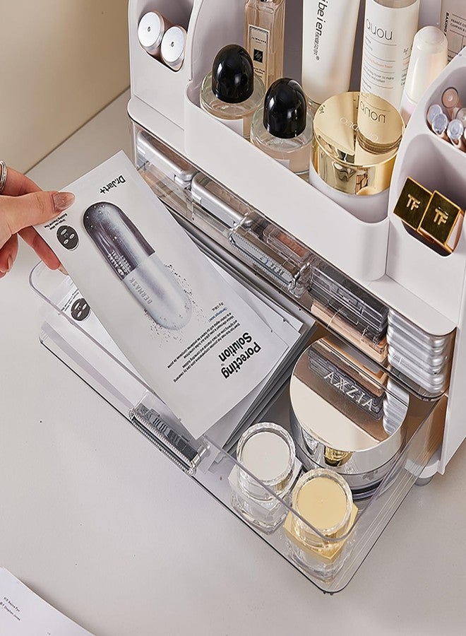 Heaime Makeup Organizer with Drawers for Vanity,Bathroom Countertop Organizer with Brushes Holder,Skincare Storage Organizer,Perfect Cosmetic Display Case for Skincare,Lipstick and Beauty Essential (White) - Image 5