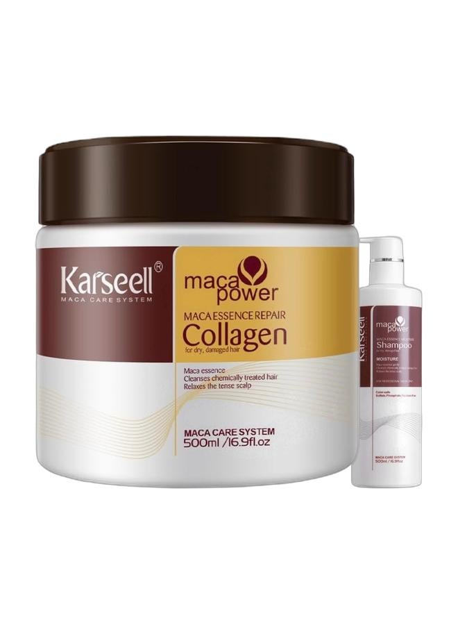 Karseell maca power Collagen for dry damaged hair 500 ml & Maca Power Moisture Shampoo – Maca Essence Moisture Care 500ml Bundle - Image 1