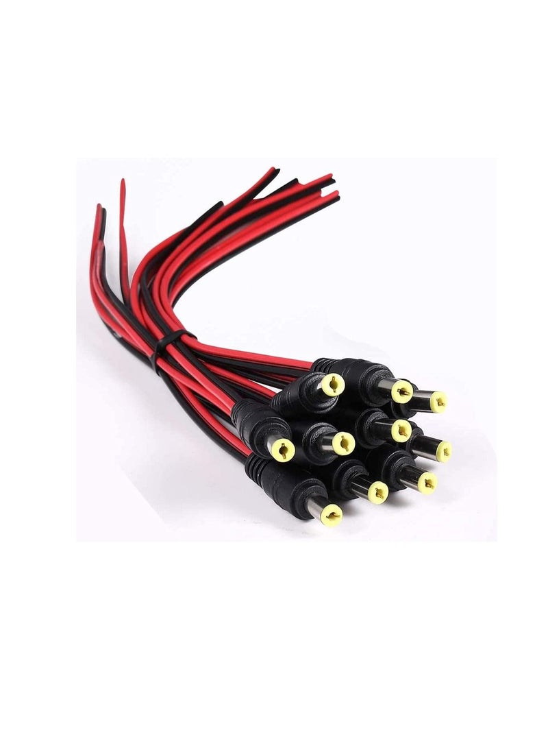 10Pcs DC Power Supply Wire Jack Plug Wire Connector for CCTV Security Camera and Lighting Power Adapter (Male Pin) - Image 1