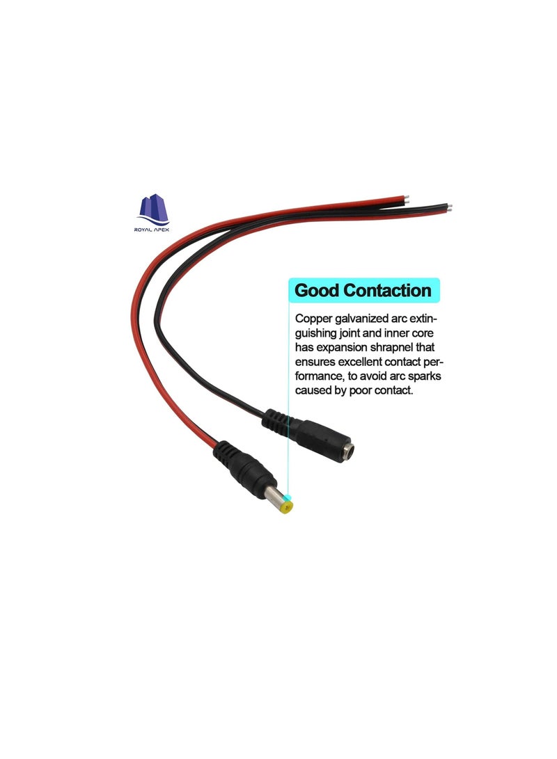 10Pcs DC Power Supply Wire Jack Plug Wire Connector for CCTV Security Camera and Lighting Power Adapter (Male Pin) - Image 3