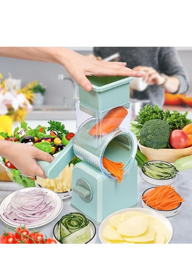 مِبْشَرَةُ جُبْنٍ دَوَّارَةٌ ذَاتُ مِقْبَضٍ - مِفْرَمَةُ خُضْرَوَاتٍ مَعَ 5 شَفَرَاتٍ مُصَمَّمَةٍ بِإِتْقَانٍ وَقَاعِدَةِ شَفْطٍ قَوِيَّةٍ، وَمِبْشَرَةٌ دَائِرِيَّةٌ وَمِقَطَّعَةُ طَعَامٍ لِلمَطْبَخِ، مَعَ صُنْدُوقِ تَخْزِينِ الشَّفَرَاتِ - Image 2