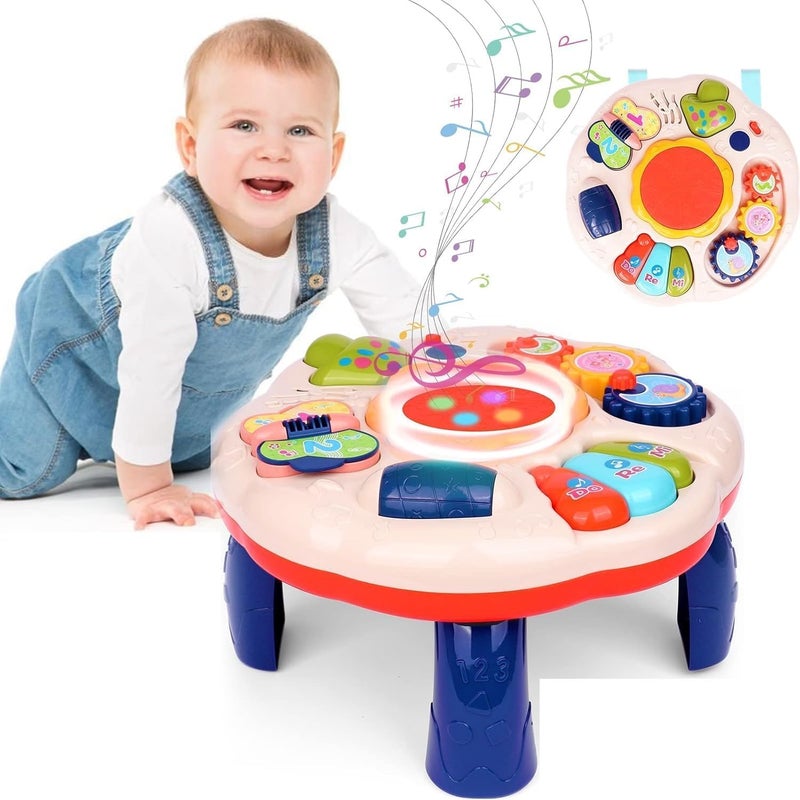 Baby Musical Activity Table, Multi-Color, with Piano Keys and Lights, Play Center for Infants and Toddlers