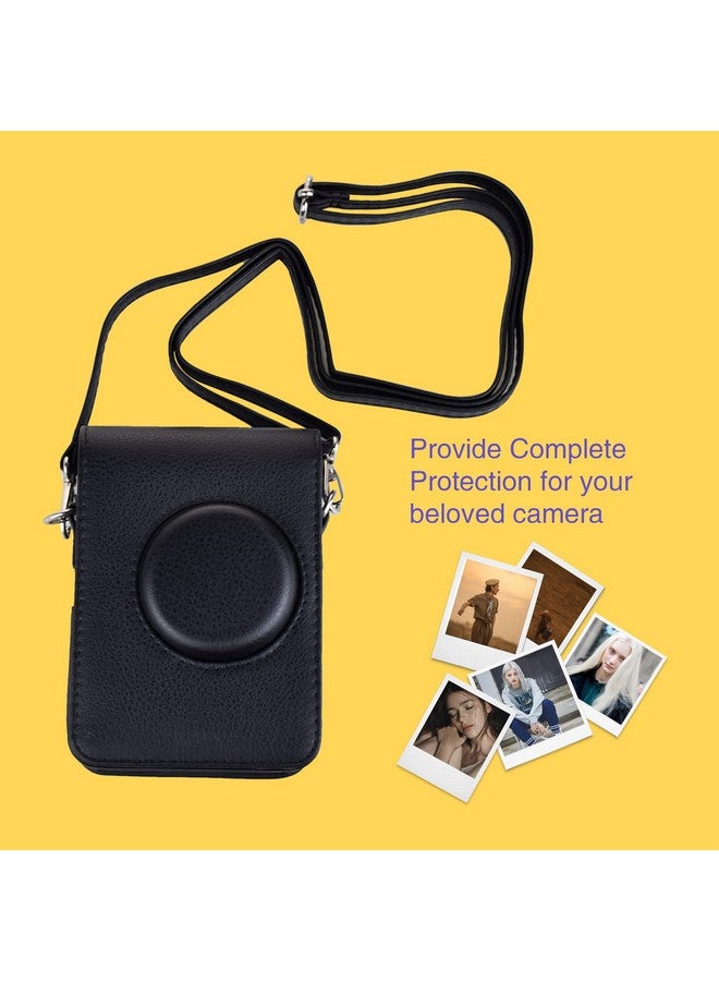 Rieibi حافظة إنستكس ميني إيفو جلد بي يو قديم واقية لكاميرا فوجي فيلم إنستكس ميني إيفو الفورية تغطية كاملة مع حزام كتف قابل للتعديل أسود - Image 5
